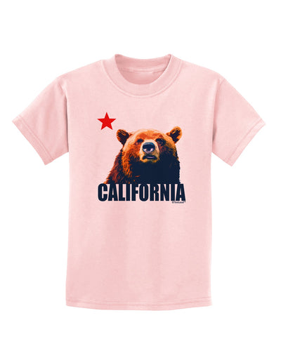 California Republic Design - Grizzly Bear and Star Childrens T-Shirt by TooLoud-Childrens T-Shirt-TooLoud-PalePink-X-Small-Davson Sales