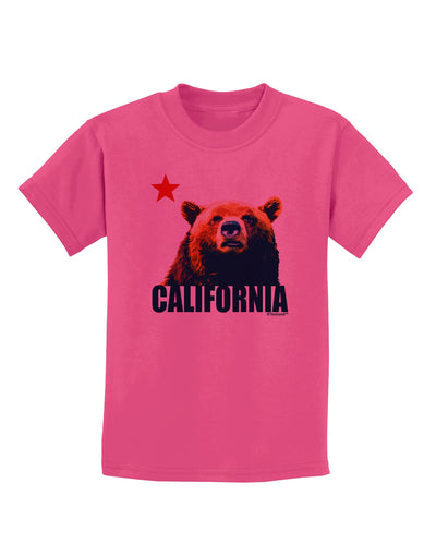 California Republic Design - Grizzly Bear and Star Childrens T-Shirt by TooLoud-Childrens T-Shirt-TooLoud-Sangria-X-Small-Davson Sales