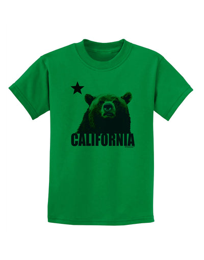 California Republic Design - Grizzly Bear and Star Childrens T-Shirt by TooLoud-Childrens T-Shirt-TooLoud-Kelly-Green-X-Small-Davson Sales