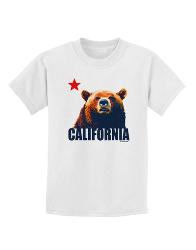 California Republic Design - Grizzly Bear and Star Childrens T-Shirt by TooLoud-Childrens T-Shirt-TooLoud-White-X-Small-Davson Sales