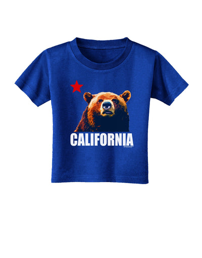 California Republic Design - Grizzly Bear and Star Toddler T-Shirt Dark by TooLoud-Toddler T-Shirt-TooLoud-Red-2T-Davson Sales