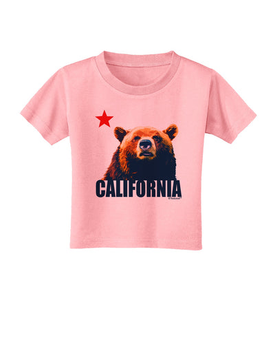 California Republic Design - Grizzly Bear and Star Toddler T-Shirt by TooLoud-Toddler T-Shirt-TooLoud-Candy-Pink-2T-Davson Sales