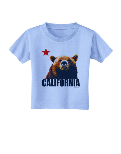 California Republic Design - Grizzly Bear and Star Toddler T-Shirt by TooLoud-Toddler T-Shirt-TooLoud-Aquatic-Blue-2T-Davson Sales