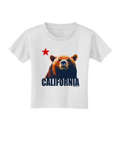 California Republic Design - Grizzly Bear and Star Toddler T-Shirt by TooLoud-Toddler T-Shirt-TooLoud-White-2T-Davson Sales