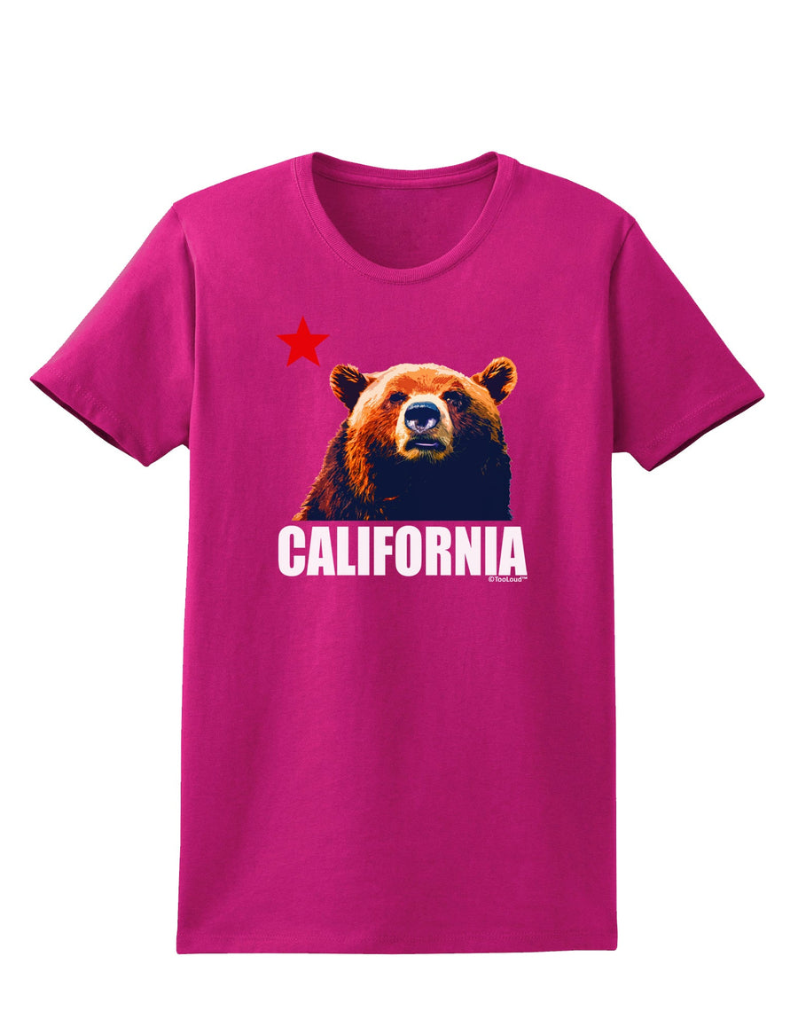 California Republic Design - Grizzly Bear and Star Womens Dark T-Shirt by TooLoud-Womens T-Shirt-TooLoud-Black-X-Small-Davson Sales