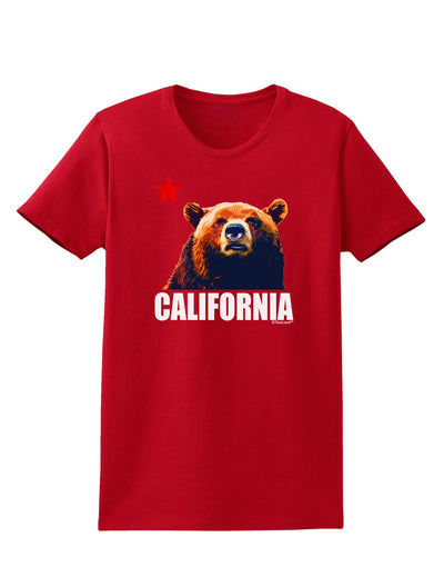 California Republic Design - Grizzly Bear and Star Womens Dark T-Shirt by TooLoud-Womens T-Shirt-TooLoud-Red-X-Small-Davson Sales