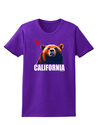 California Republic Design - Grizzly Bear and Star Womens Dark T-Shirt by TooLoud-Womens T-Shirt-TooLoud-Purple-X-Small-Davson Sales