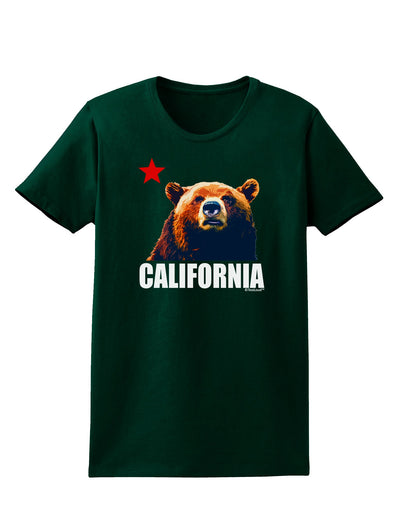 California Republic Design - Grizzly Bear and Star Womens Dark T-Shirt by TooLoud-Womens T-Shirt-TooLoud-Forest-Green-Small-Davson Sales