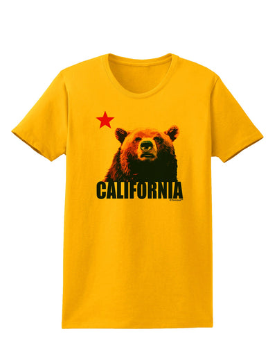 California Republic Design - Grizzly Bear and Star Womens T-Shirt by TooLoud-Womens T-Shirt-TooLoud-Gold-X-Small-Davson Sales