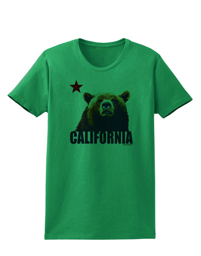 California Republic Design - Grizzly Bear and Star Womens T-Shirt by TooLoud-Womens T-Shirt-TooLoud-Kelly-Green-X-Small-Davson Sales