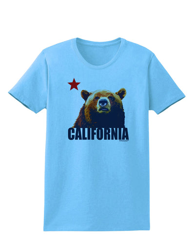 California Republic Design - Grizzly Bear and Star Womens T-Shirt by TooLoud-Womens T-Shirt-TooLoud-Aquatic-Blue-X-Small-Davson Sales