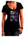 California Republic Design - Space Nebula Print Juniors V-Neck Dark T-Shirt by TooLoud-Womens V-Neck T-Shirts-TooLoud-Black-Juniors Fitted Small-Davson Sales