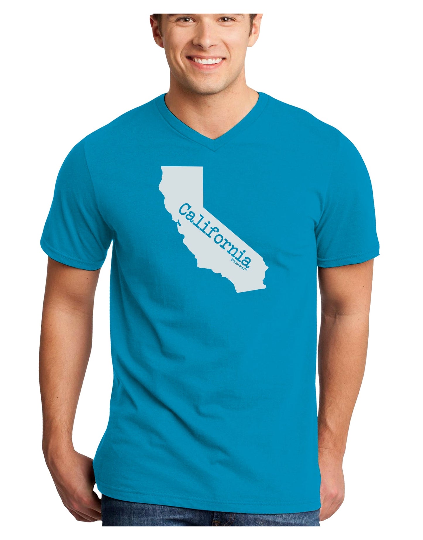 California - United States Shape Adult Dark V-Neck T-Shirt by TooLoud-Mens V-Neck T-Shirt-TooLoud-Turquoise-Small-Davson Sales