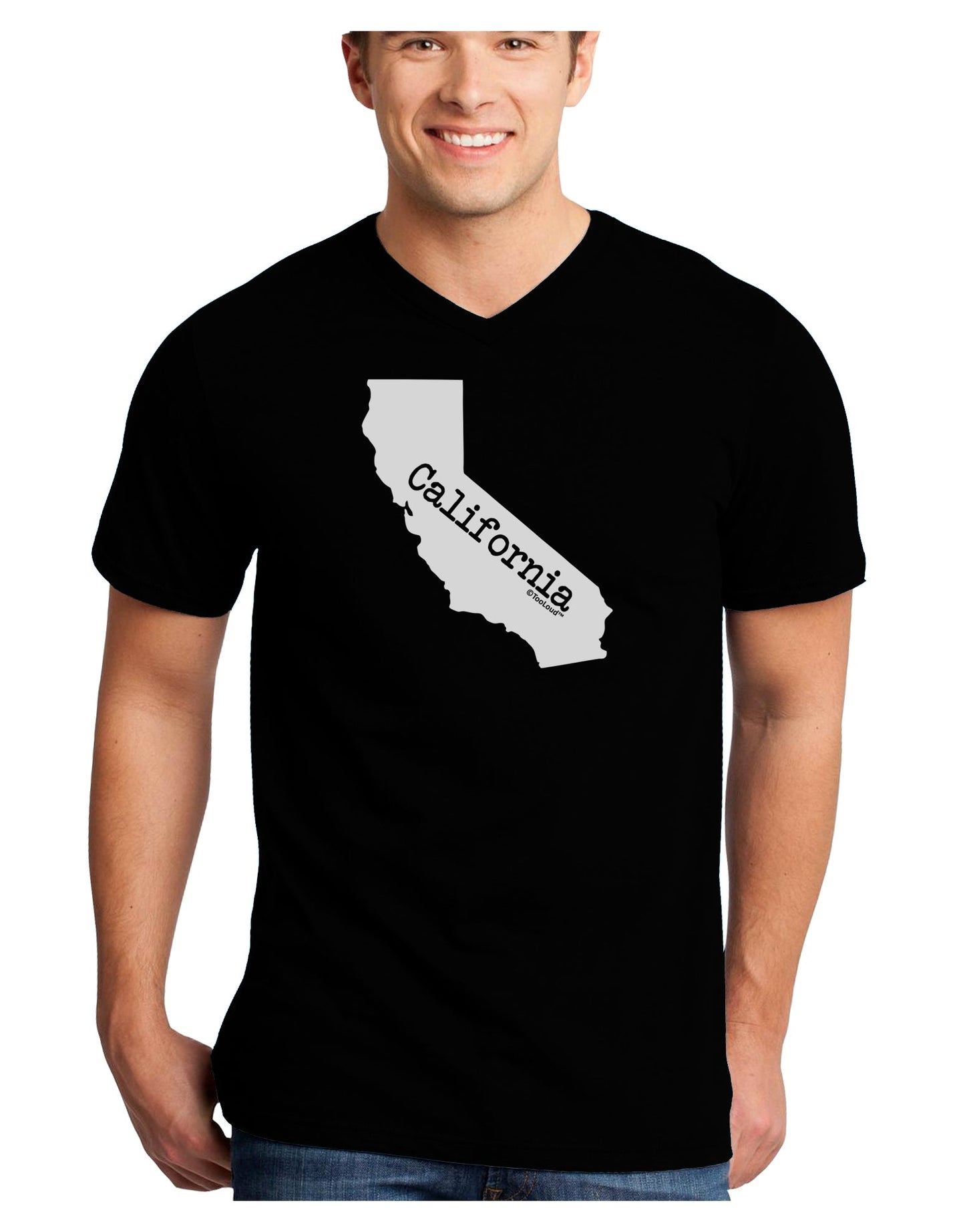 California - United States Shape Adult Dark V-Neck T-Shirt by TooLoud-Mens V-Neck T-Shirt-TooLoud-Black-Small-Davson Sales