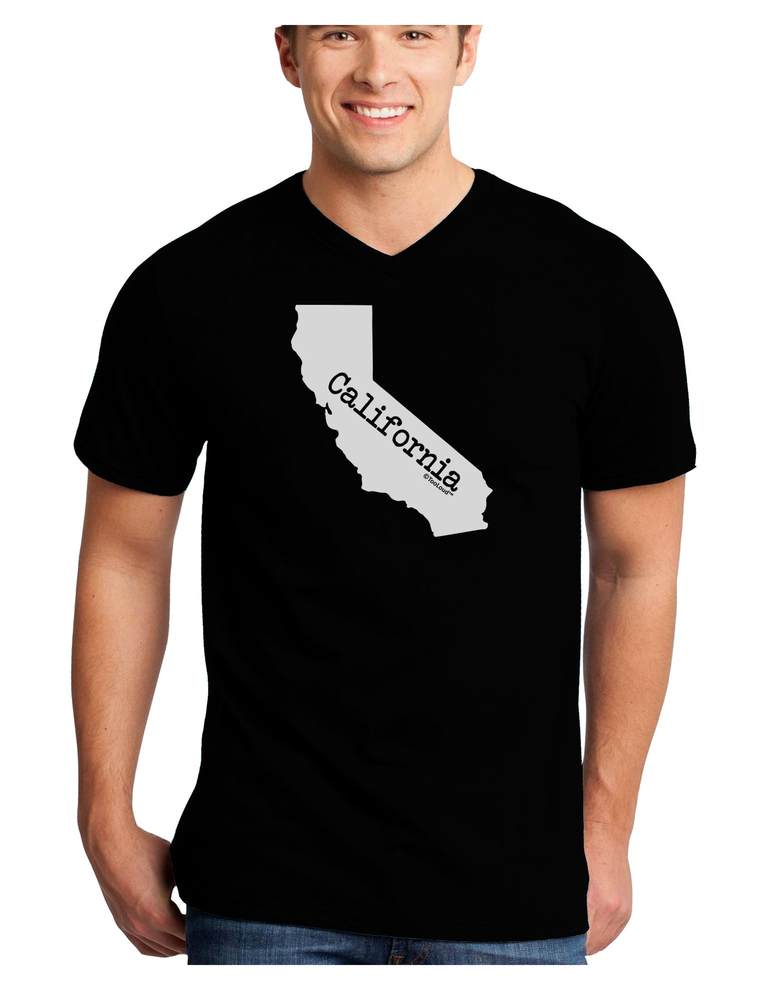 California - United States Shape Adult Dark V-Neck T-Shirt by TooLoud-Mens V-Neck T-Shirt-TooLoud-Black-Small-Davson Sales