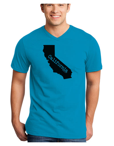 California - United States Shape Adult V-Neck T-shirt by TooLoud-Mens V-Neck T-Shirt-TooLoud-Turquoise-Small-Davson Sales