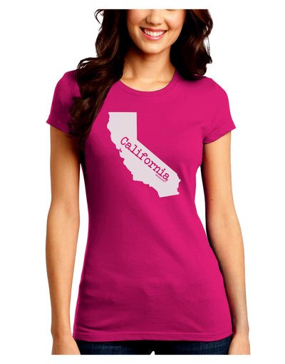 California - United States Shape Juniors Crew Dark T-Shirt by TooLoud-T-Shirts Juniors Tops-TooLoud-Hot-Pink-Juniors Fitted Small-Davson Sales