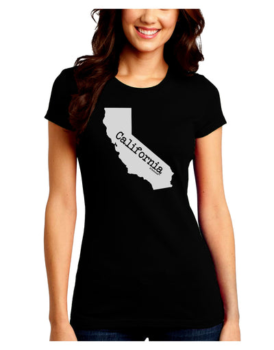 California - United States Shape Juniors Crew Dark T-Shirt by TooLoud-T-Shirts Juniors Tops-TooLoud-Black-Juniors Fitted Small-Davson Sales