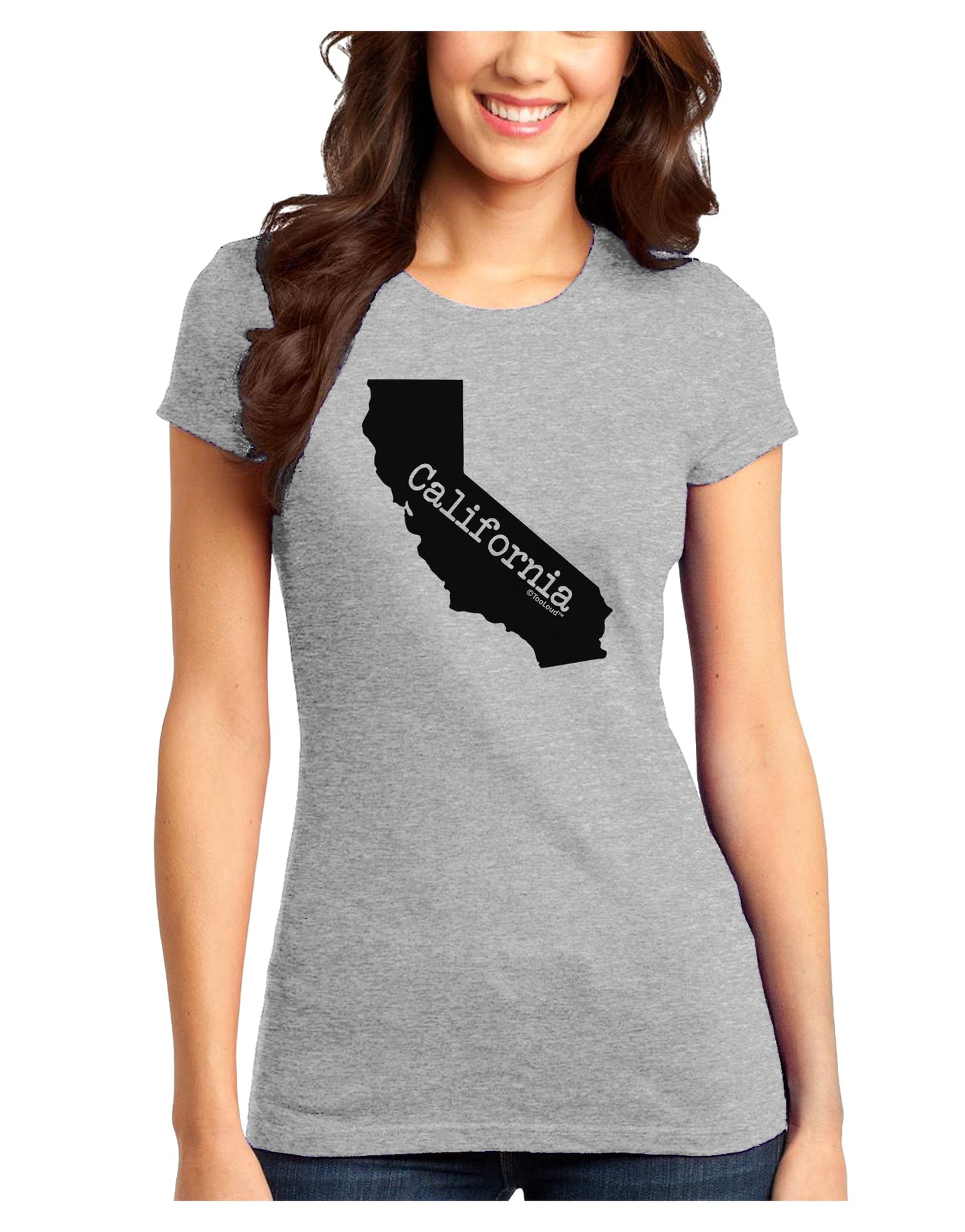 California - United States Shape Juniors T-Shirt by TooLoud-Womens Juniors T-Shirt-TooLoud-Ash-Gray-Juniors Fitted X-Small-Davson Sales