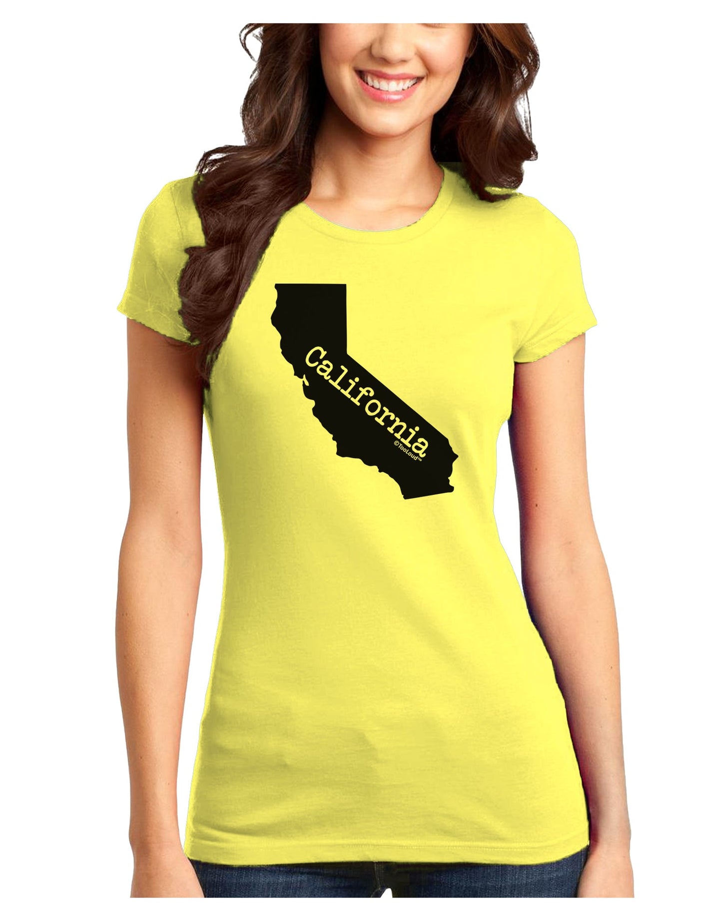 California - United States Shape Juniors T-Shirt by TooLoud-Womens Juniors T-Shirt-TooLoud-Yellow-Juniors Fitted X-Small-Davson Sales