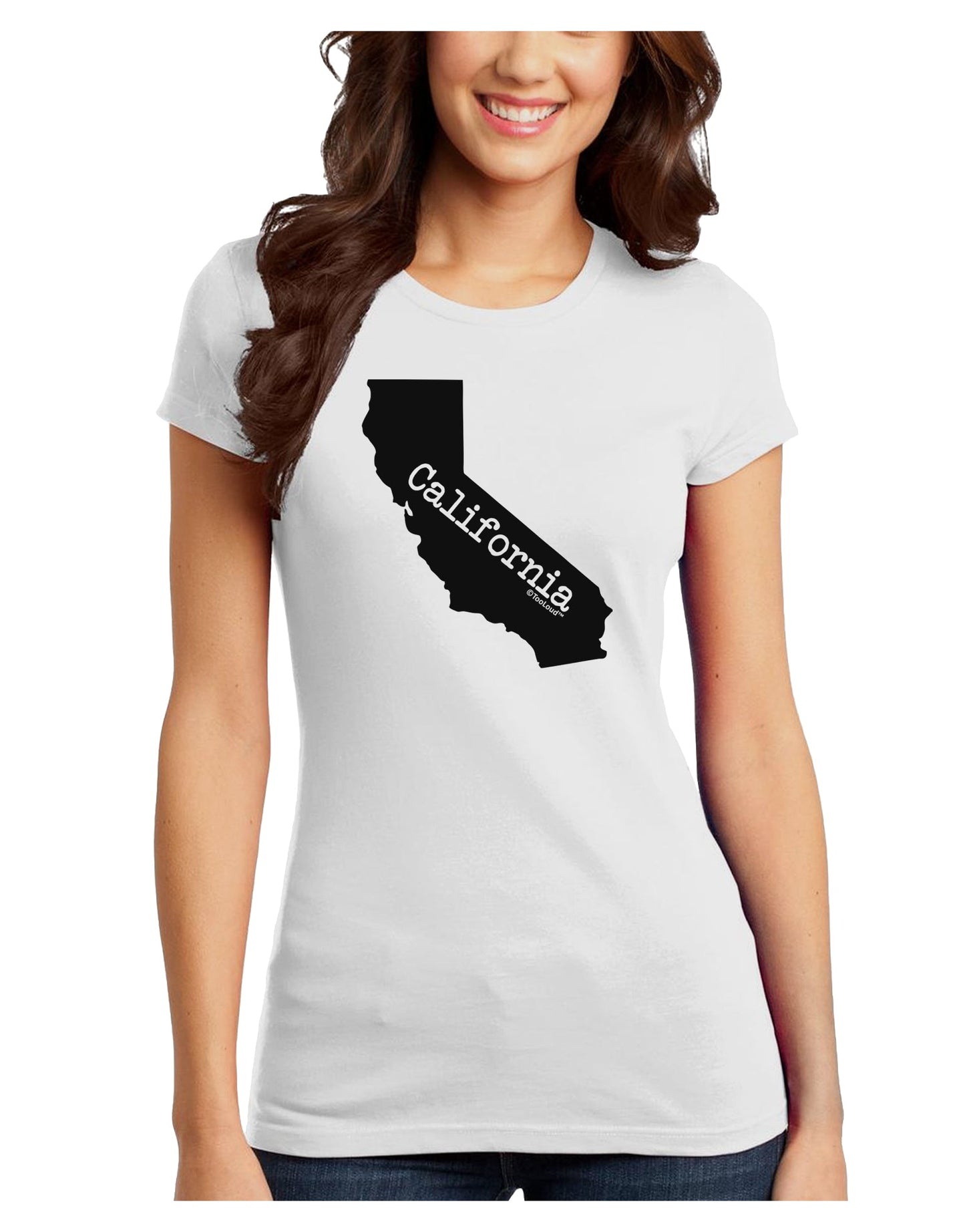 California - United States Shape Juniors T-Shirt by TooLoud-Womens Juniors T-Shirt-TooLoud-White-Juniors Fitted X-Small-Davson Sales