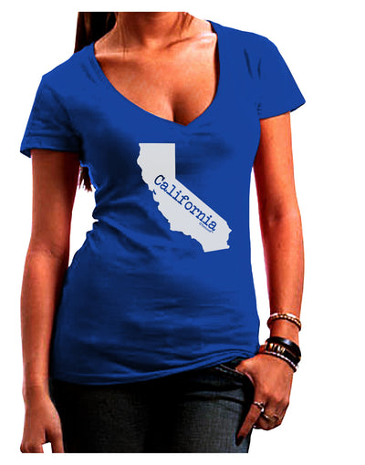 California - United States Shape Juniors V-Neck Dark T-Shirt by TooLoud-Womens V-Neck T-Shirts-TooLoud-Royal-Blue-Juniors Fitted Small-Davson Sales