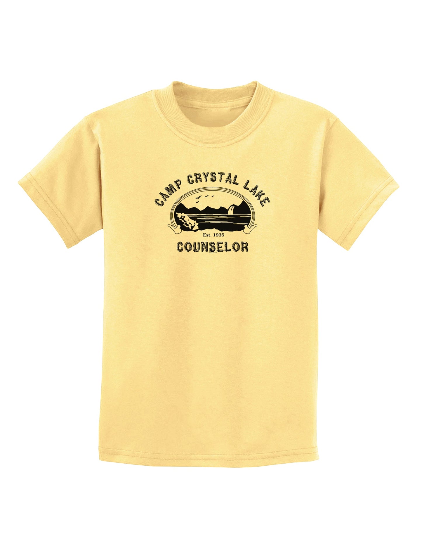 Camp Crystal Lake Counselor - Friday 13 Childrens T-Shirt-Childrens T-Shirt-TooLoud-Daffodil-Yellow-X-Small-Davson Sales