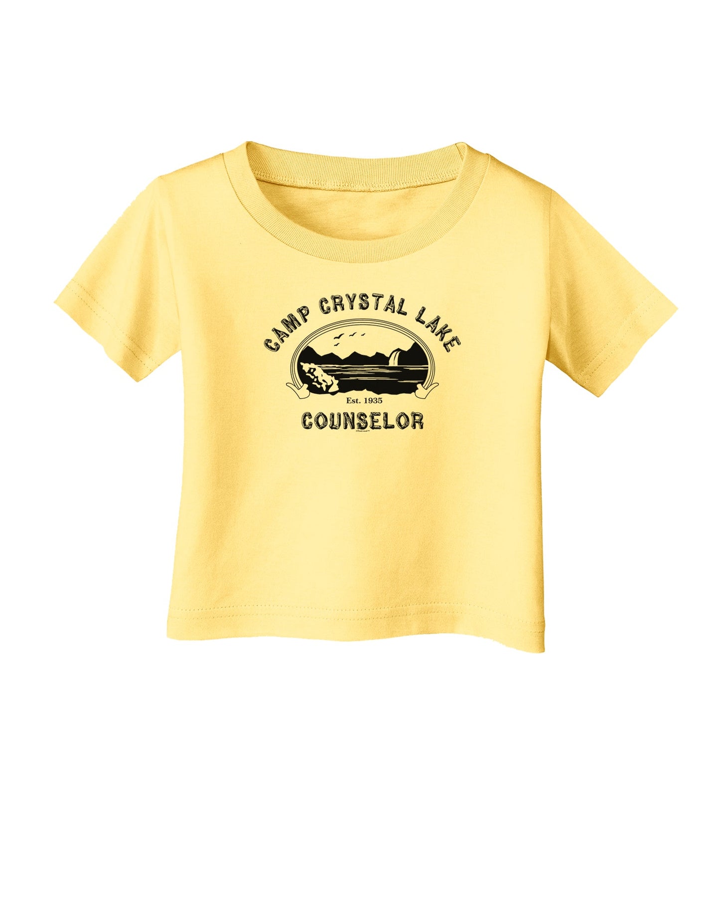 Camp Crystal Lake Counselor - Friday 13 Infant T-Shirt-Infant T-Shirt-TooLoud-Daffodil-Yellow-06-Months-Davson Sales