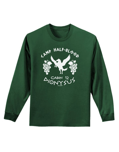 Camp Half Blood Cabin 12 Dionysus Adult Long Sleeve Dark T-Shirt-TooLoud-Dark-Green-Small-Davson Sales