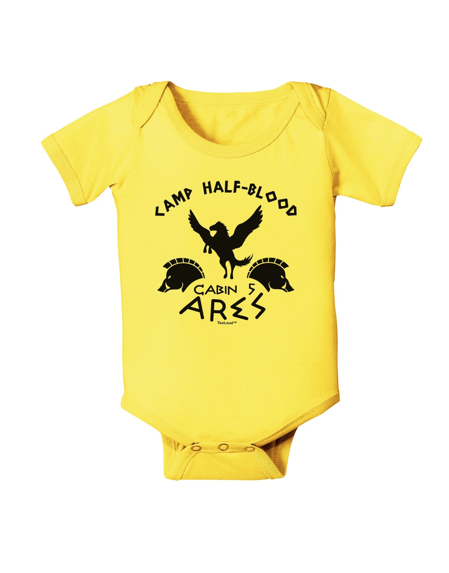 Camp Half Blood Cabin 5 Ares Baby Romper Bodysuit by-Baby Romper-TooLoud-Yellow-06-Months-Davson Sales
