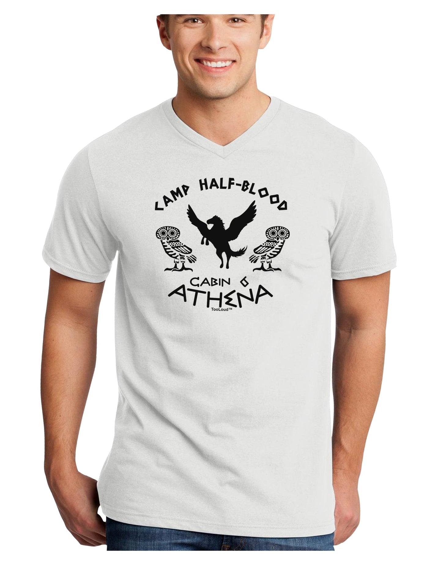 Camp Half Blood Cabin 6 Athena Adult V-Neck T-shirt by-Mens V-Neck T-Shirt-TooLoud-White-Small-Davson Sales