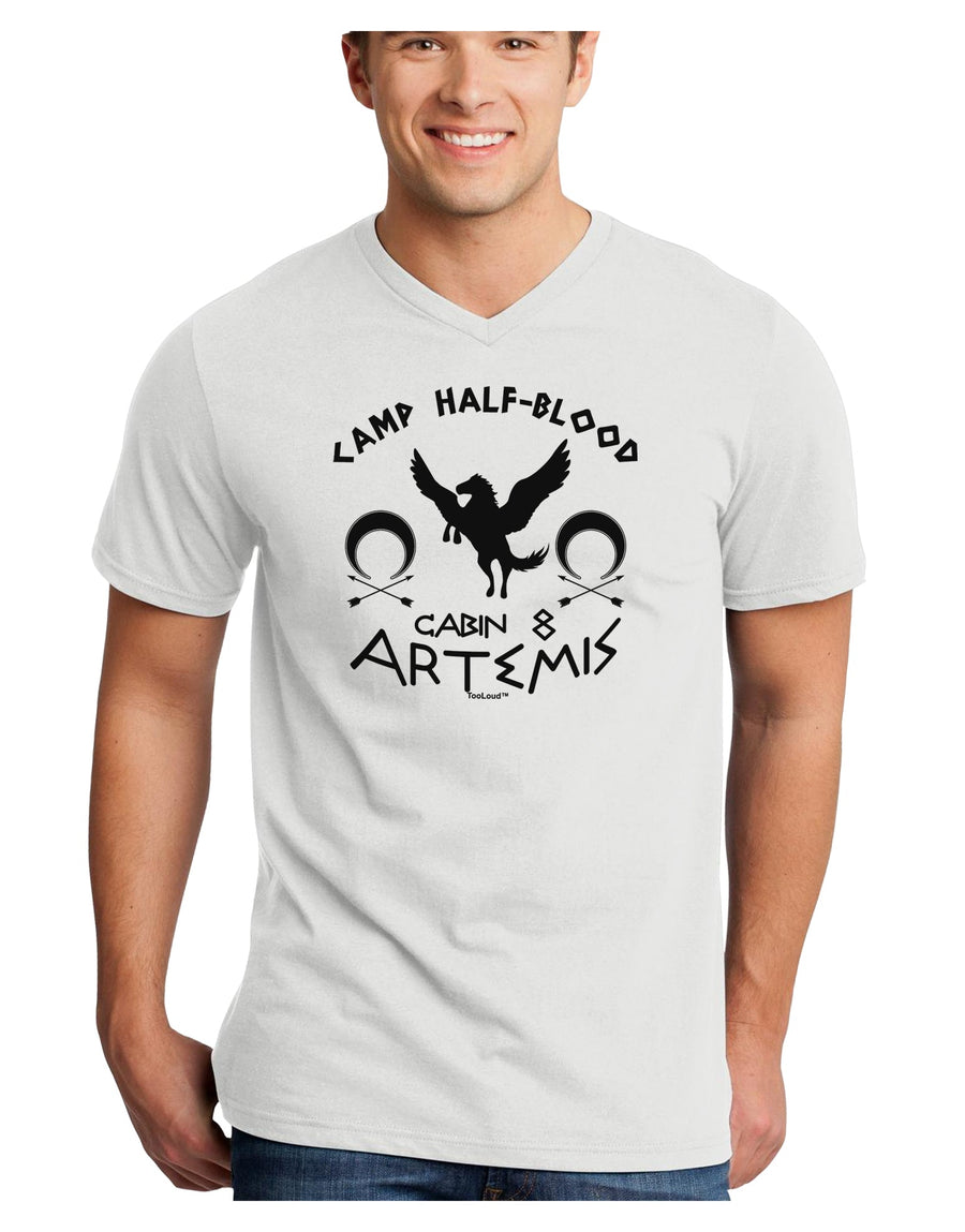 Camp Half Blood Cabin 8 Artemis Adult V-Neck T-shirt-Mens V-Neck T-Shirt-TooLoud-HeatherGray-Small-Davson Sales