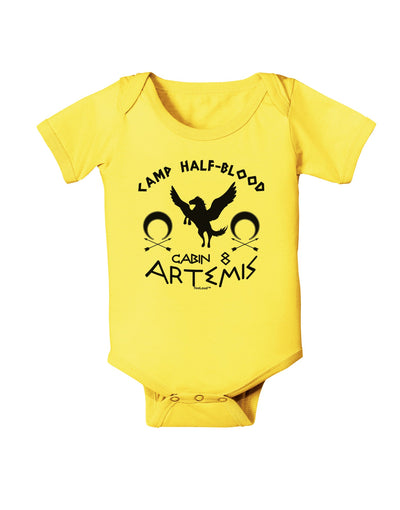Camp Half Blood Cabin 8 Artemis Baby Romper Bodysuit-Baby Romper-TooLoud-Yellow-06-Months-Davson Sales