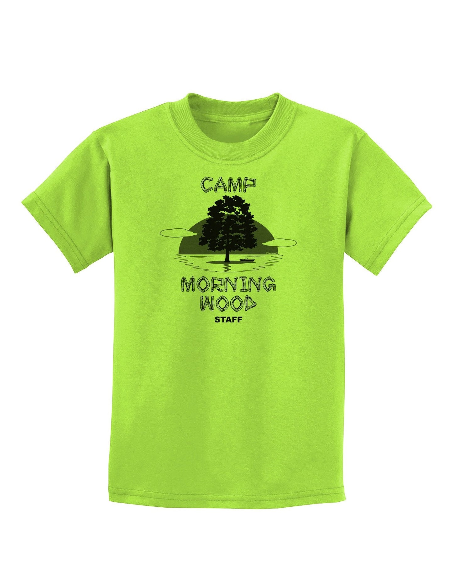 Camp Morning Wood Staff - B&W Childrens T-Shirt-Childrens T-Shirt-TooLoud-Lime-Green-X-Large-Davson Sales