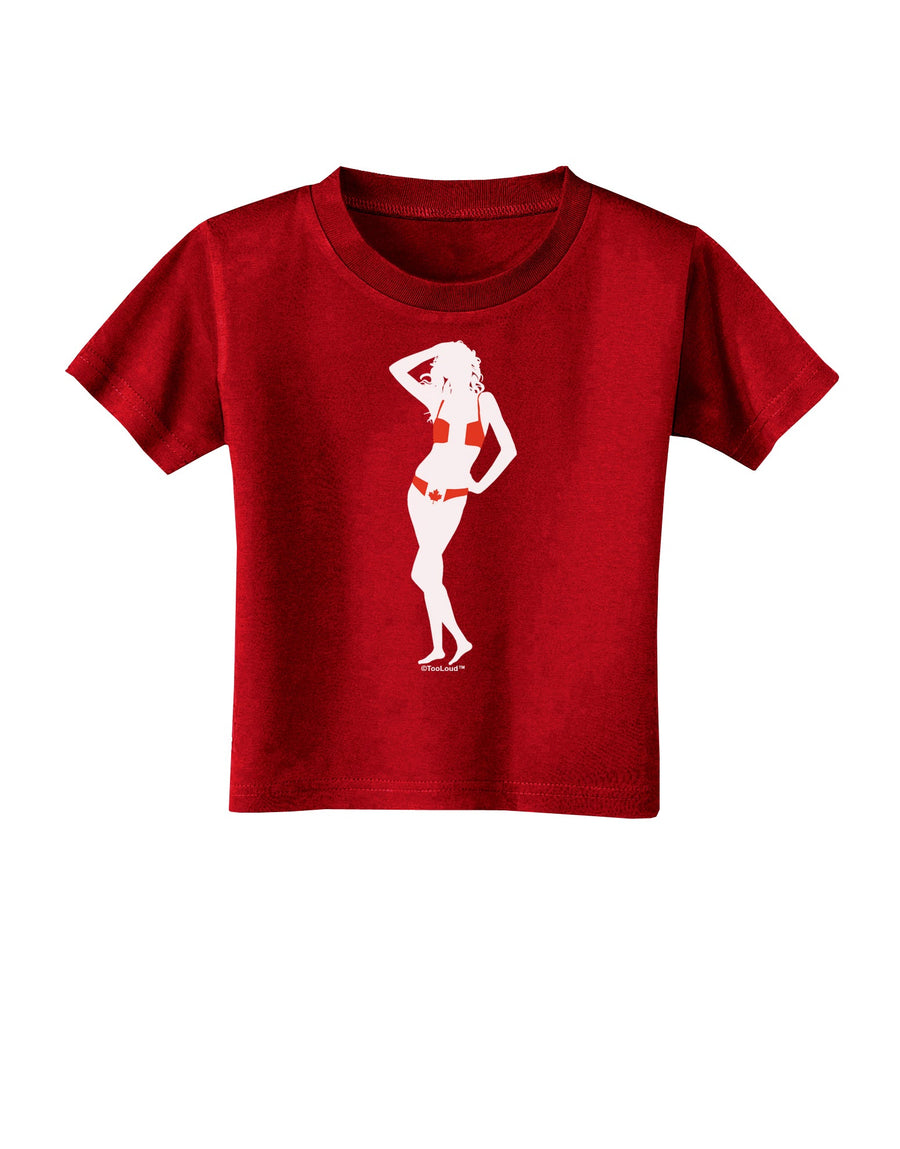 Canadian Flag Bikini Shadow Toddler T-Shirt Dark by TooLoud-Toddler T-Shirt-TooLoud-Black-2T-Davson Sales