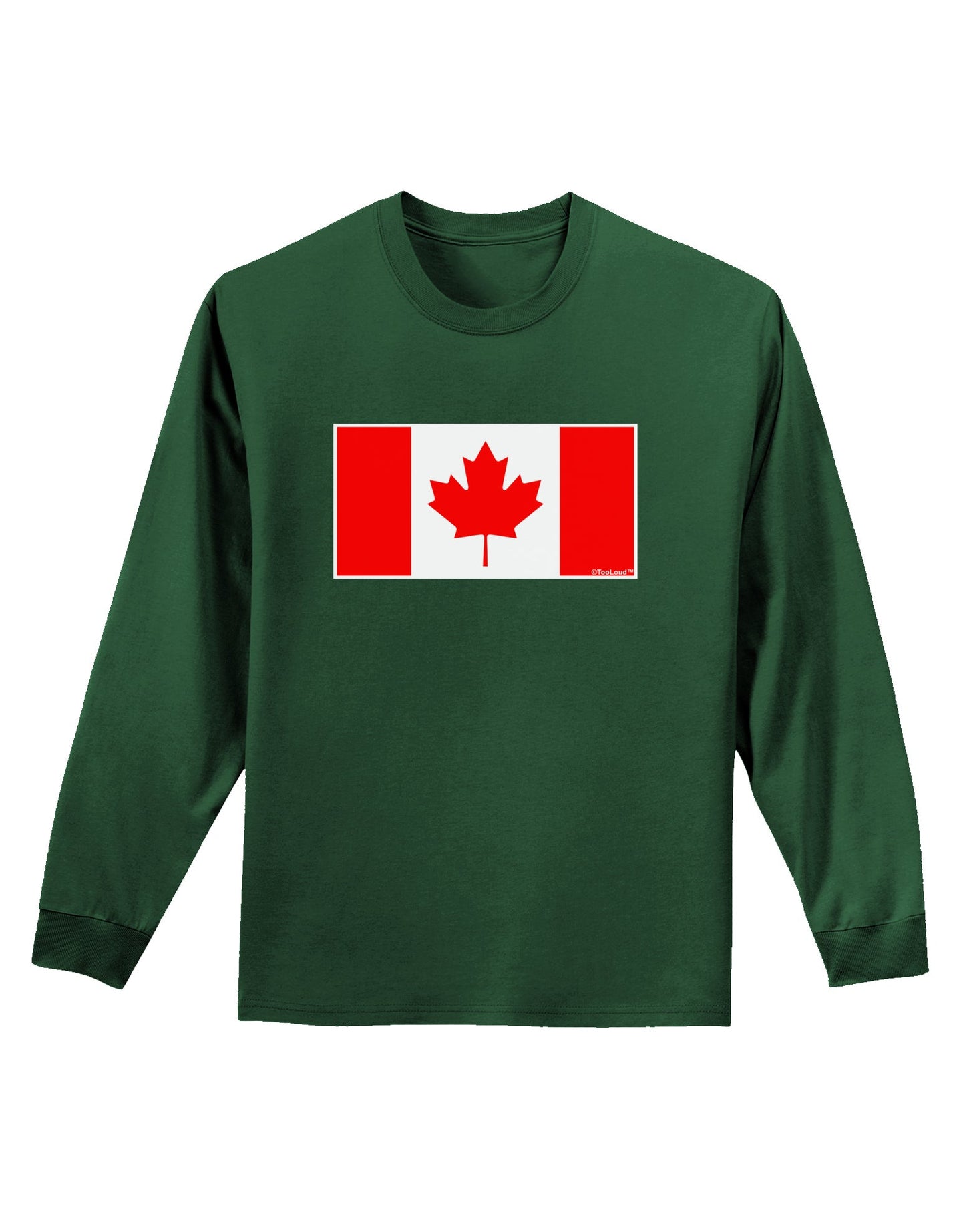 Canadian Flag Maple Leaf Colors Adult Long Sleeve Dark T-Shirt-TooLoud-Dark-Green-Small-Davson Sales