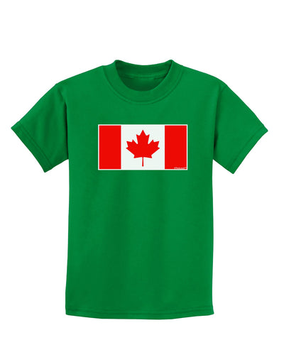 Canadian Flag Maple Leaf Colors Childrens Dark T-Shirt-Childrens T-Shirt-TooLoud-Kelly-Green-X-Small-Davson Sales