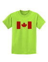 Canadian Flag Maple Leaf Colors Childrens T-Shirt-Childrens T-Shirt-TooLoud-Lime-Green-X-Small-Davson Sales