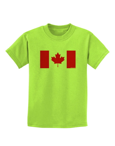 Canadian Flag Maple Leaf Colors Childrens T-Shirt-Childrens T-Shirt-TooLoud-Lime-Green-X-Small-Davson Sales