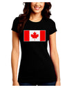 Canadian Flag Maple Leaf Colors Juniors Crew Dark T-Shirt-T-Shirts Juniors Tops-TooLoud-Black-Juniors Fitted Small-Davson Sales