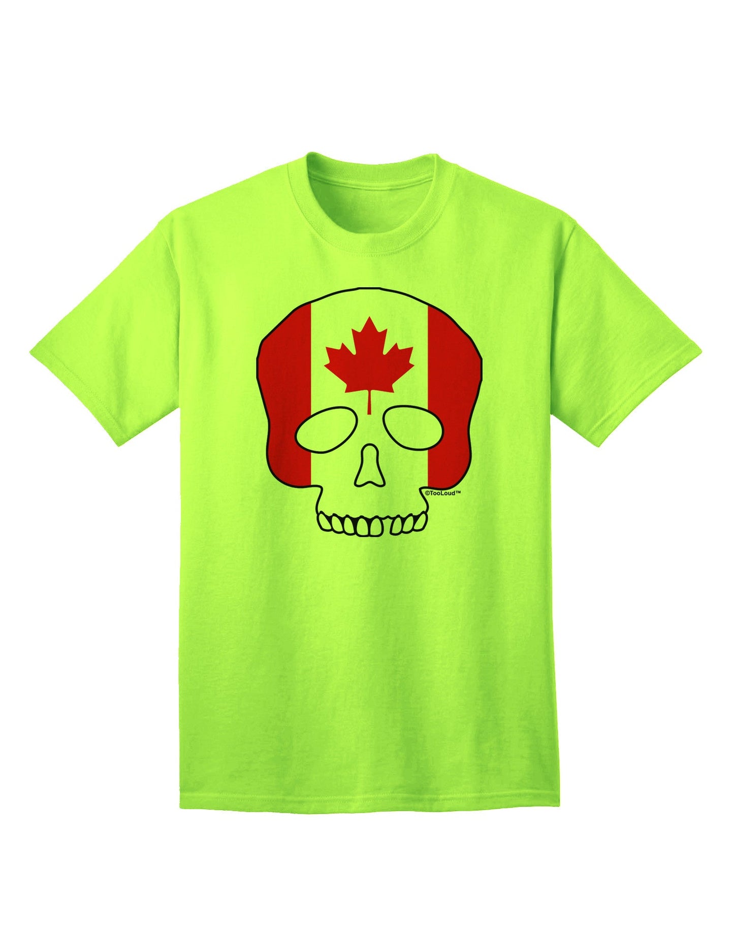 Canadian Skull Flag Adult T-Shirt-Mens T-shirts-TooLoud-Neon-Green-Small-Davson Sales