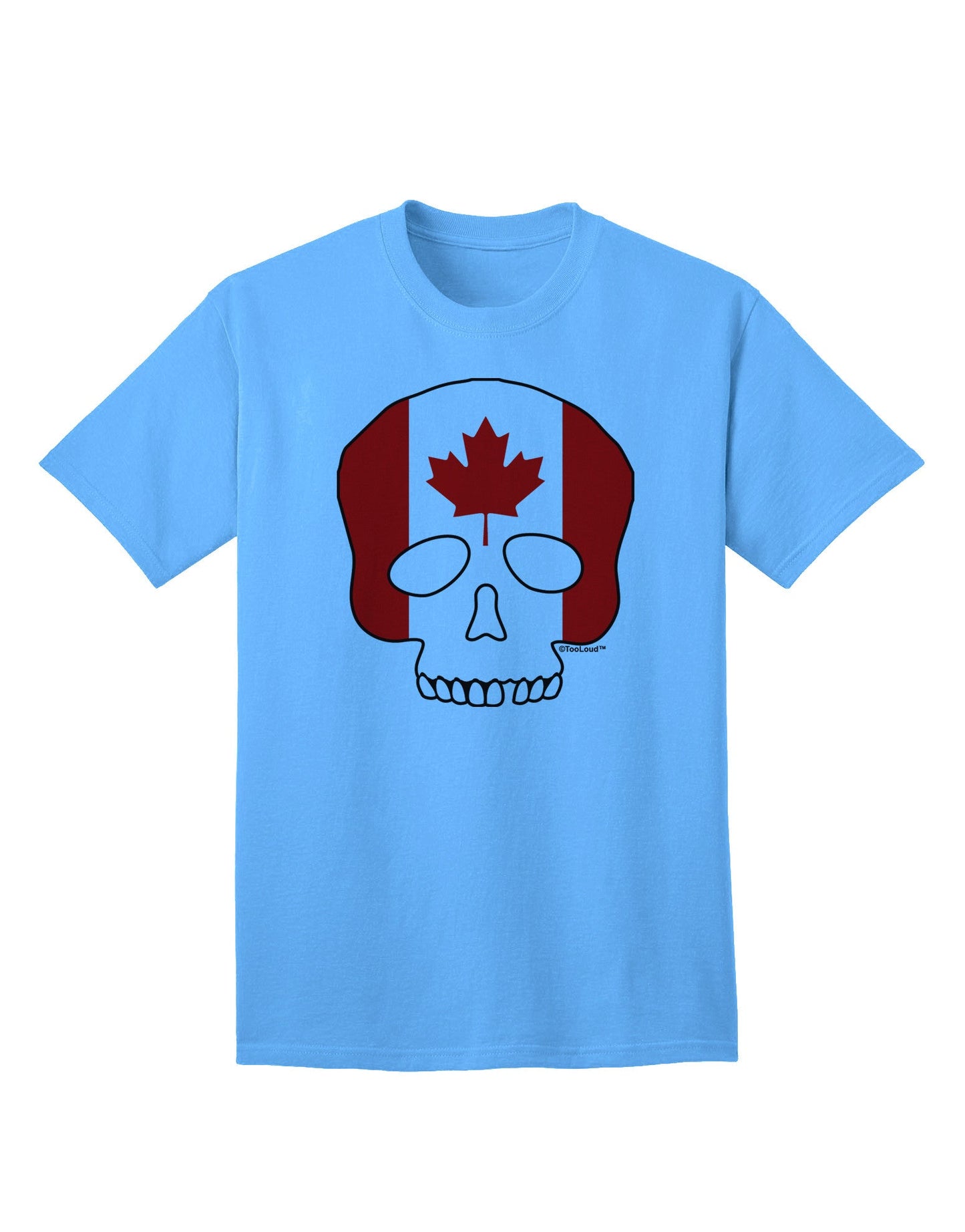 Canadian Skull Flag Adult T-Shirt-Mens T-shirts-TooLoud-Aquatic-Blue-Small-Davson Sales