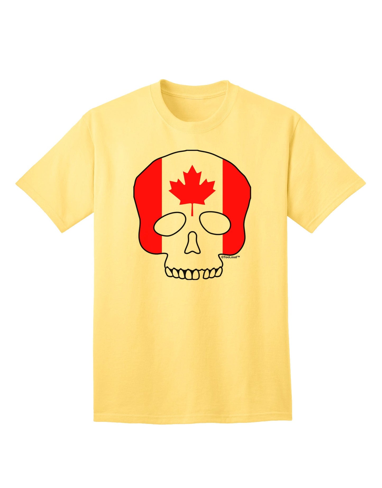 Canadian Skull Flag Adult T-Shirt-Mens T-shirts-TooLoud-Yellow-Small-Davson Sales
