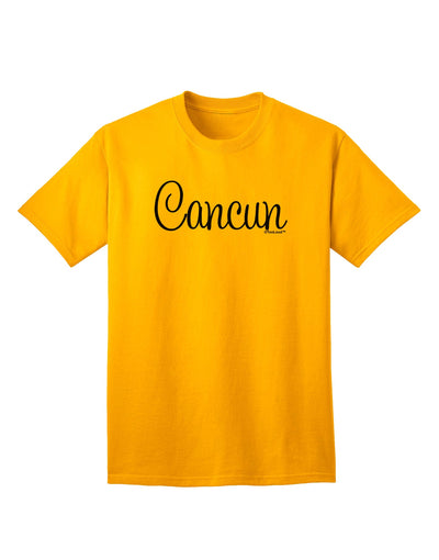 Cancun Mexico - Script Text Adult T-Shirt-unisex t-shirt-TooLoud-Gold-Small-Davson Sales