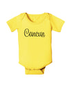 Cancun Mexico - Script Text Baby Romper Bodysuit-Baby Romper-TooLoud-Yellow-06-Months-Davson Sales