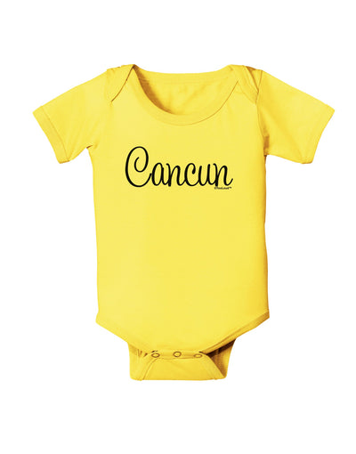 Cancun Mexico - Script Text Baby Romper Bodysuit-Baby Romper-TooLoud-Yellow-06-Months-Davson Sales