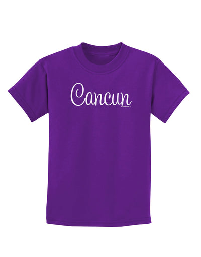 Cancun Mexico - Script Text Childrens Dark T-Shirt-Childrens T-Shirt-TooLoud-Purple-X-Small-Davson Sales