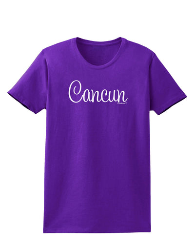 Cancun Mexico - Script Text Womens Dark T-Shirt-TooLoud-Purple-X-Small-Davson Sales