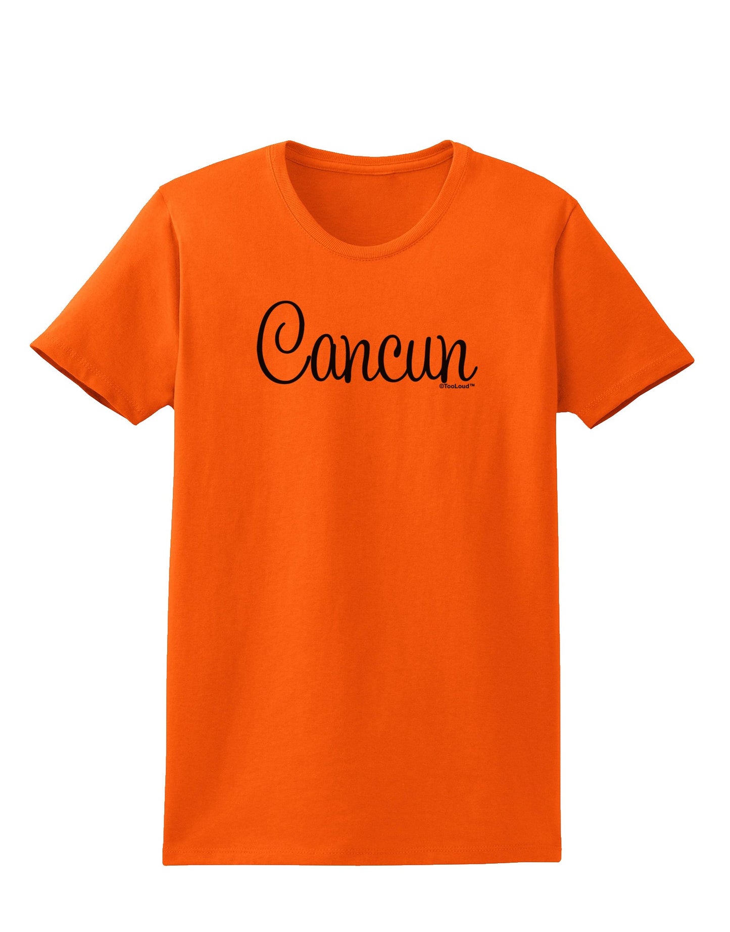 Cancun Mexico - Script Text Womens T-Shirt-Womens T-Shirt-TooLoud-Orange-X-Small-Davson Sales