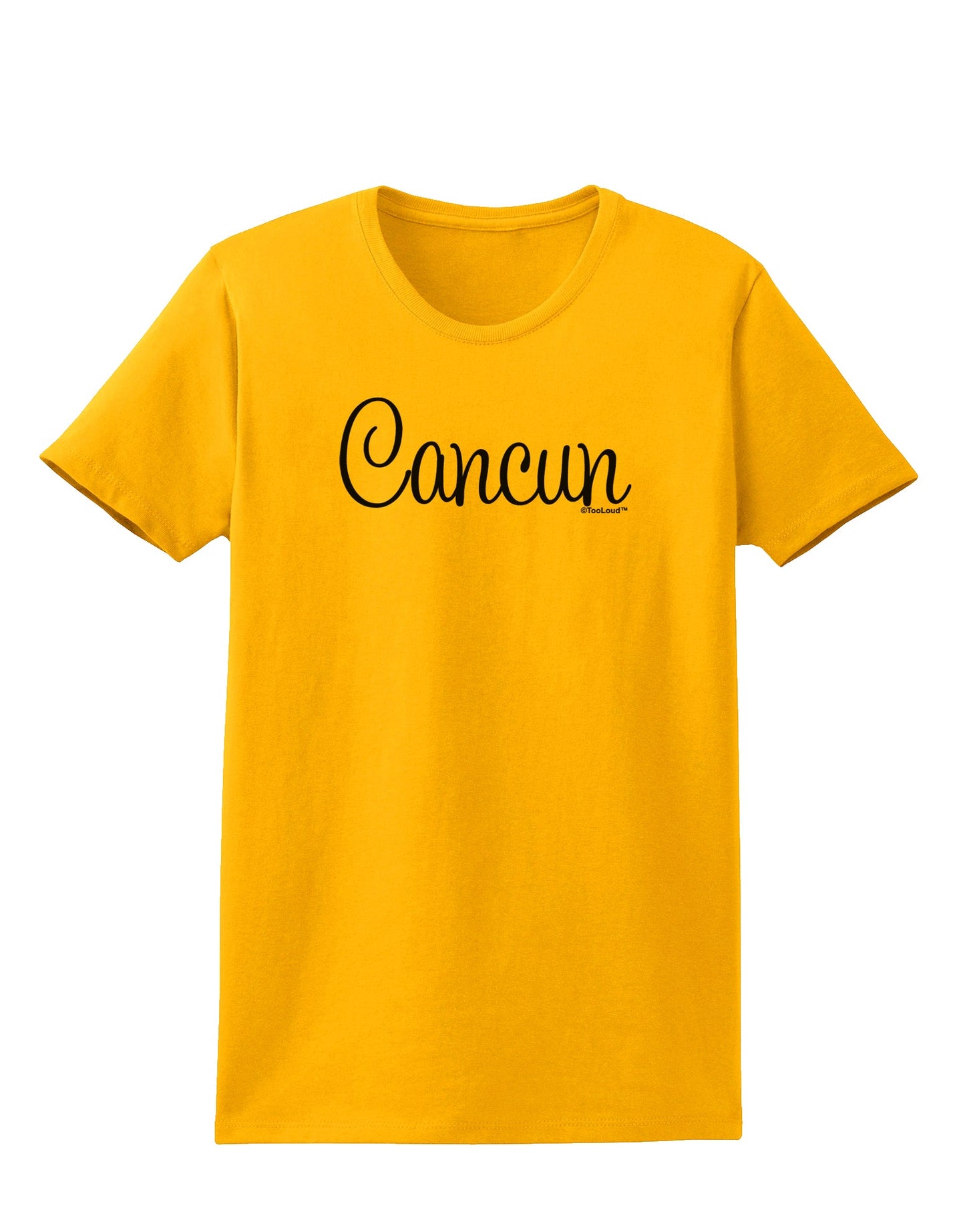 Cancun Mexico - Script Text Womens T-Shirt-Womens T-Shirt-TooLoud-Gold-X-Small-Davson Sales